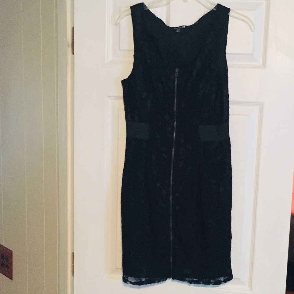 Black lace zip front dress